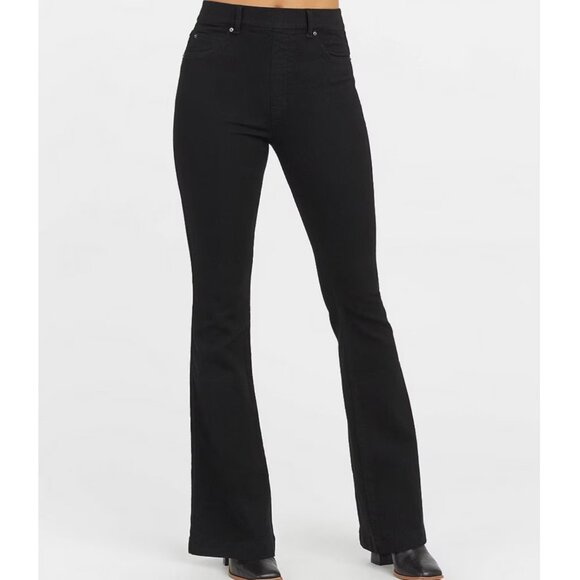 Spanx EveryWear SPANXshape Jeans Womens Extra Large Black Flare Shapewear Denim - Picture 1 of 16
